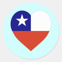 Corazón de la bandera de Chile Pegatina Redonda