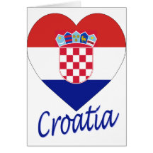 Corazón de la bandera de Croacia Tarjetón
