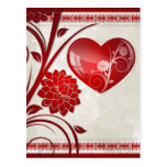 Corazón de la flor tarjetas postales