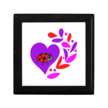Corazón de la mariquita cajas de recuerdo