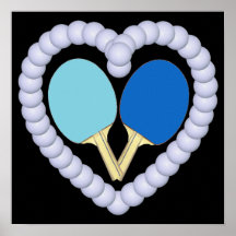 Corazón de la paleta del ping-pong del BB Poster