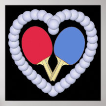 Corazón de la paleta del ping-pong del RB Poster
