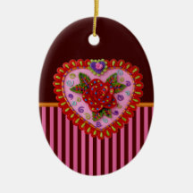Corazón de la tarjeta del día de San Valentín Adornos De Navidad