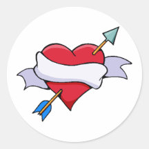 Corazón de la tarjeta del día de San Valentín del  Pegatinas Redondas