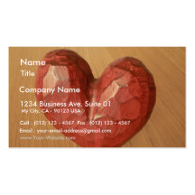 Corazón de madera rojo plantillas de tarjeta de negocio