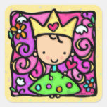 Corazón de oro de la corona de la pequeña princesa calcomanía cuadrada