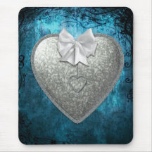 Corazón de plata alfombrillas de ratones