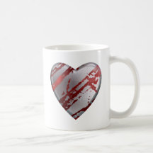 Corazón de plata y rojo tazas de café