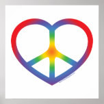 Corazón del arco iris, amor, signo de la paz impresiones
