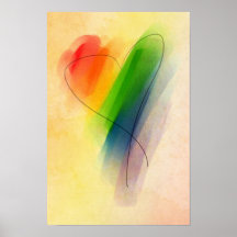 Corazón del arco iris de la acuarela posters