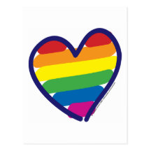 Corazón del arco iris del orgullo gay postal