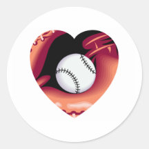 Corazón del béisbol pegatinas redondas