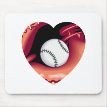 Corazón del béisbol tapete de raton