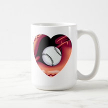 Corazón del béisbol taza de café