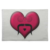 ¡Corazón del bigote - muy retro! Manteles Individuales