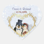 Corazón del boda del pingüino - personalizar colcomanias de corazon personalizadas