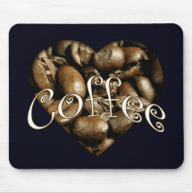 Corazón del café tapete de ratones