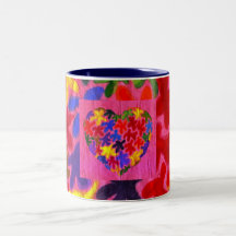 Corazón del caleidoscopio taza de café