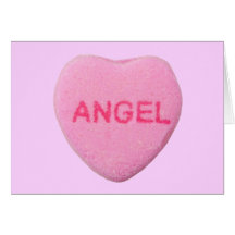 Corazón del caramelo del ángel tarjeton