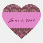Corazón del damasco calcomanías de corazones personalizadas