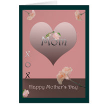 Corazón del día de madre y tarjeta de las flores
