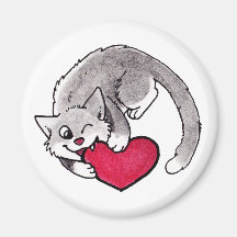 Corazón del gatito imanes de nevera