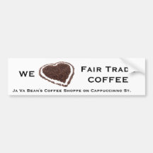 Corazón del grano de café etiqueta de parachoque