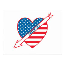 Corazón del patriota del pinball postales