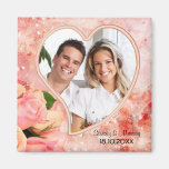 Corazón del pétalo color de rosa - personalizar iman para frigorífico