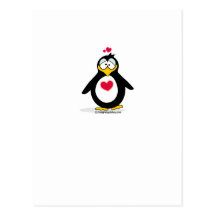 Corazón del pingüino tarjeta postal