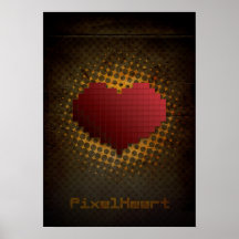 Corazón del pixel retro poster