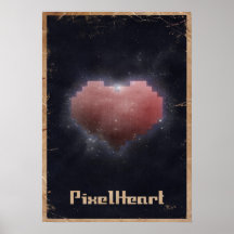 Corazón del pixel retro poster