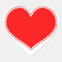 Corazón del rojo del borde de Polkadot Calcomanía Corazón Personalizadas