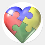 Corazón del rompecabezas de 4 colores etiquetas  