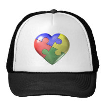 Corazón del rompecabezas de 4 colores gorra