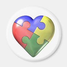 Corazón del rompecabezas de 4 colores iman para frigorífico