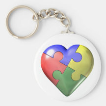 Corazón del rompecabezas de 4 colores llavero personalizado