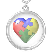 Corazón del rompecabezas del autismo pendientes