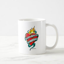 Corazón del tatuaje del cáncer de cuello del útero tazas de café
