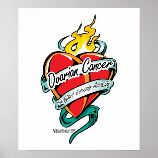 Corazón del tatuaje del cáncer ovárico impresiones