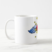 Corazón del vuelo tazas de café