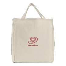 Corazón embellecido personalizable Embroid. Tote Bolsa
