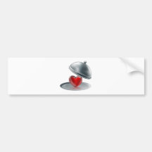 Corazón en un disco de plata etiqueta de parachoque