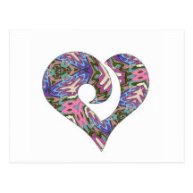 Corazón enganchado estilizado moderno 10 postal