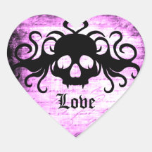 Corazón fanged romántico gótico del cráneo calcomanías corazones personalizadas
