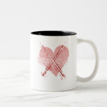 Corazón golpeado taza de café