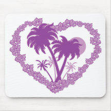 Corazón hawaiano de la palmera tapete de ratón