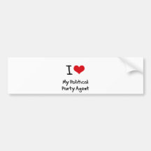 Corazón I mi agente del fiesta político Etiqueta De Parachoque