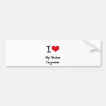 Corazón I mi ingeniero del agua Etiqueta De Parachoque