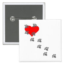 Corazón (impresiones de la pata) pin